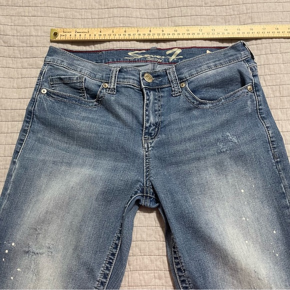 Seven7 Women’s Girlfriend Embellished Studded Distressed Blue Jeans Size 8 - Picture 5 of 10